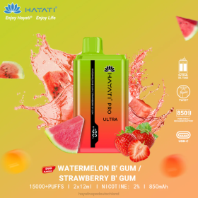 Hayati Vape Shop | Wassermelonen-Kaugummi/Erdbeer-Kaugummi 28X2227 Hayati Pro Ultra Einweg 15000 Züge